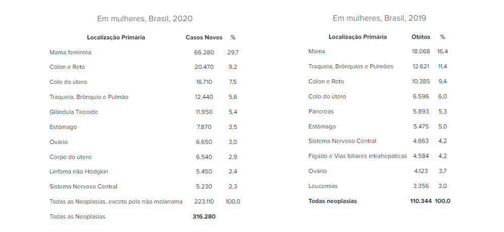 Os tipos de câncer mais comuns em mulheres cis e homens trans